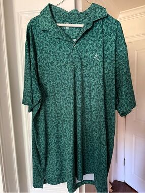 Rhoback Men's Teal Green Floral-Print Polo